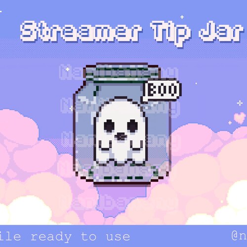 Pixel Spooky Ghost Hype Cup Tip Jar for Twitch Youtube Etsy
