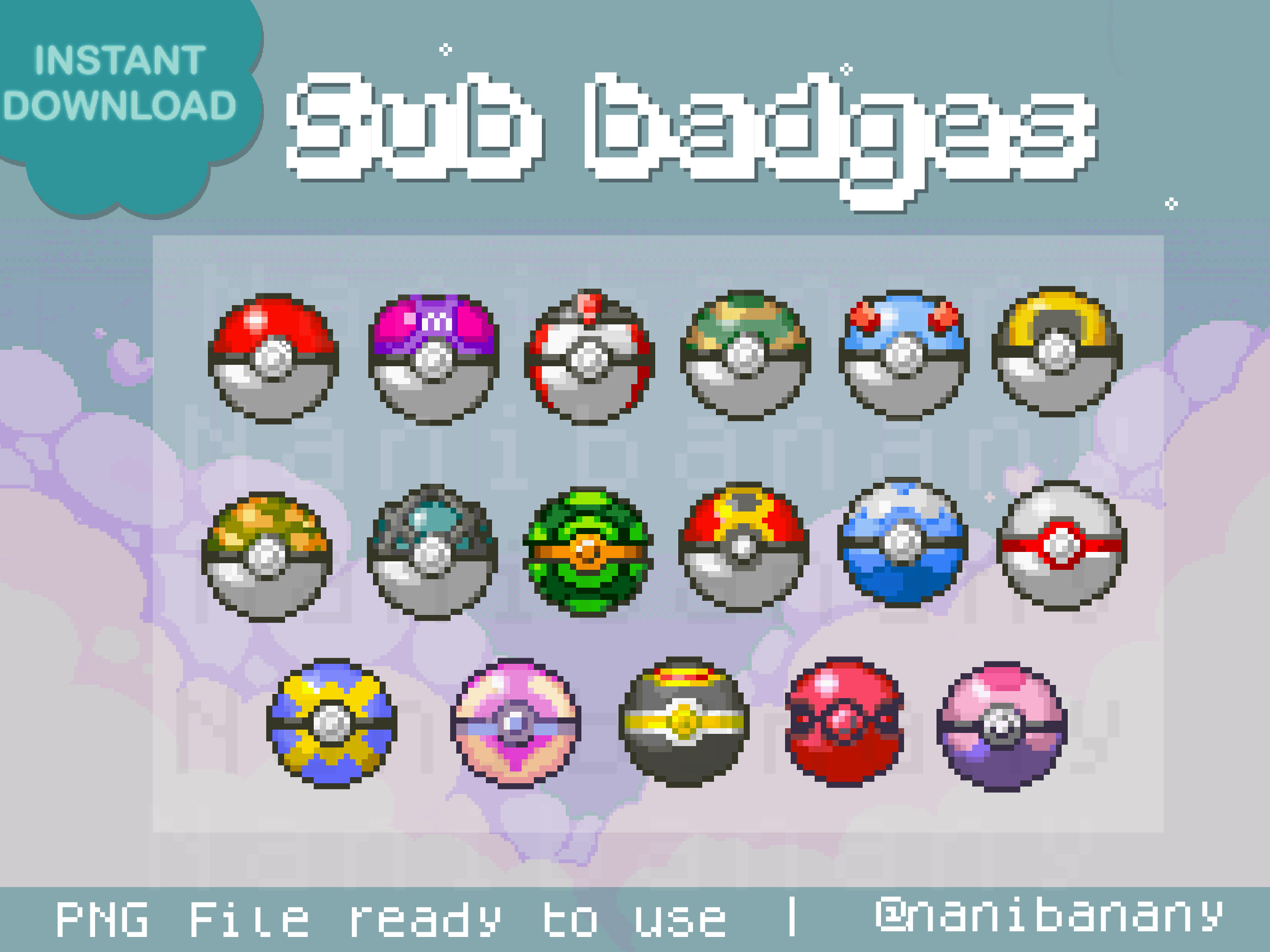 17 X Pixel Colorful Monster Ball Trainer Set of Badges for -  Sweden