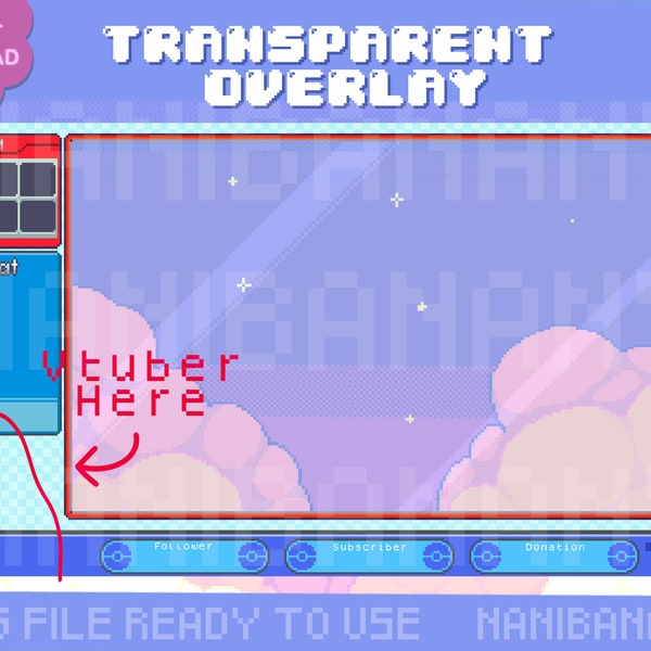 1 x Pixel Kawaii Monster Trainer Badges Team Pre-made Twitch YouTube Streamer Overlay Layout Ready to Use