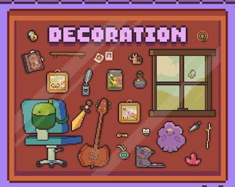 Mais de 30 decorações de pixel prontas para uso | Pacote de tempo de pixel aconchegante | Imagens PNG