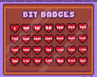 28 emblemas de coração vermelho pixelado - 8 bits - Gamer Assets
