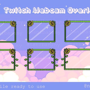 6 x Pixel Sunflower Webcam Frame Overlay Twitch