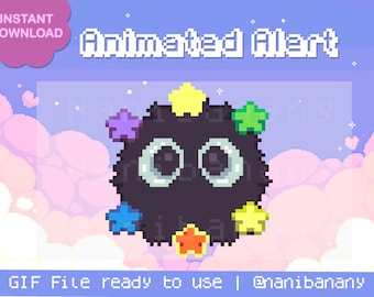 Kawaii Pixel Animated Soot Sprite Alert / Overlay / Decoration / Raid / Follower / Sub Sleepy Heart Kissing Animation