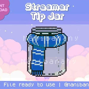 Pixel Eagle Magic Blue Scarf Tip Jar Hype Cup For Twitch YouTube Streamers Ready to Use