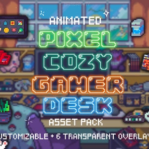 Cozy Animated Pixel Monster Japanese Trainer Anime Setup Gamer Desk Stream Overlay Package | Customizable Asset Starter Pack Bundle