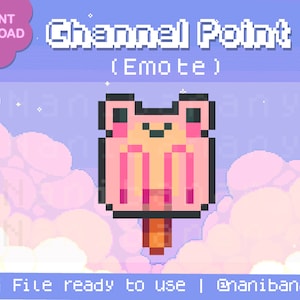 Kawaii Pixel Pink Strawberry Froggy Summer Icecream Channel Point Emote for Twitch YouTube Streamers Ready To Use