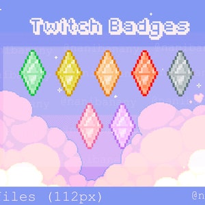 The Sims Plumbob Diamond Gem 8bit Pixel Art Inspired Twitch Badges Ready to Use