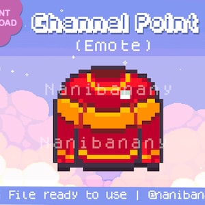 May include: A pixel art emote of a red and yellow jacket with the text "Channel Point (Emote)" above it. The text "Nanibanany" appears twice on the image.