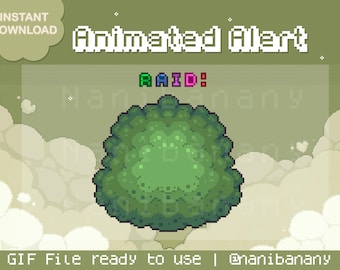 Alerta de ataque de arbusto florido animado em pixel art / decoração