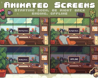 4 x Lofi Cozy Relaxing Natural Plants Office / Gamer Garden Setup Desk Streamer Scenes | Começando em breve | Já volto | Terminando | Offline