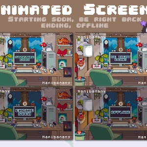 4 x Pixel Animated Scenes Screens Studio Japanese Anime Soot Setup Cozy Gamer Streamer | Starting Soon | Be Right Back | Ending | Offline