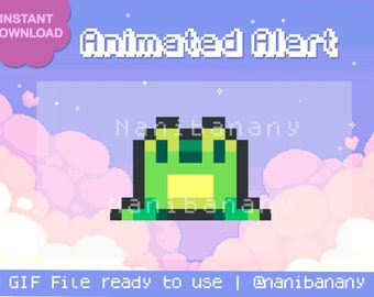 Pixel Froggy Kiss Love Alert / Overlay / Decoration / Raid / Follower / Sub Frog Jumping Animation