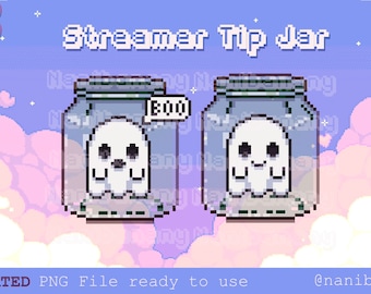 Animated Pixel Halloween Ghost Hype Jar Tip Jar for Twitch YouTube Streamers Ready to Use