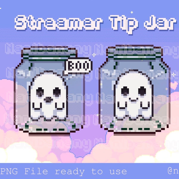 Pixel animé Halloween Ghost Hype Jar Tip Jar pour streamers YouTube Twitch, prêt à l'emploi