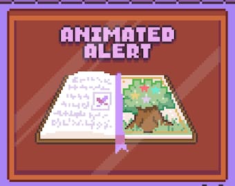 Alerta animado do livro de flores de cogumelo de fada mágica – sobreposições de streamer, alertas de ataque e seguidores, decorações de Twitch