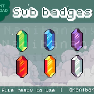 6 x Pixel Colorful Rupees Wild Elf Kingdom Sprites Set of Badges for Twitch Streamers Ready To Use