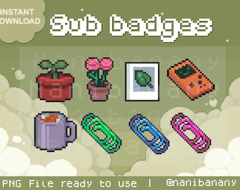 Conjunto de 8 emblemas temáticos de gamer de escritório aconchegante para streamers do Twitch no YouTube, prontos para usar