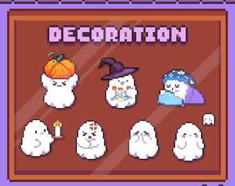8 Pixel Ghost Halloween Stream Overlay Decoration or Alerts - Twitch / OBS / PNGtuber / Vtuber