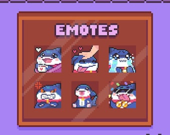Emotes de Pixel Jeff the Land Shark | Xícara de café aconchegante, Emote de animal de estimação Pat, Emote de choro, Emote de raiva, Emote fofo e engraçado, Emote animado GG