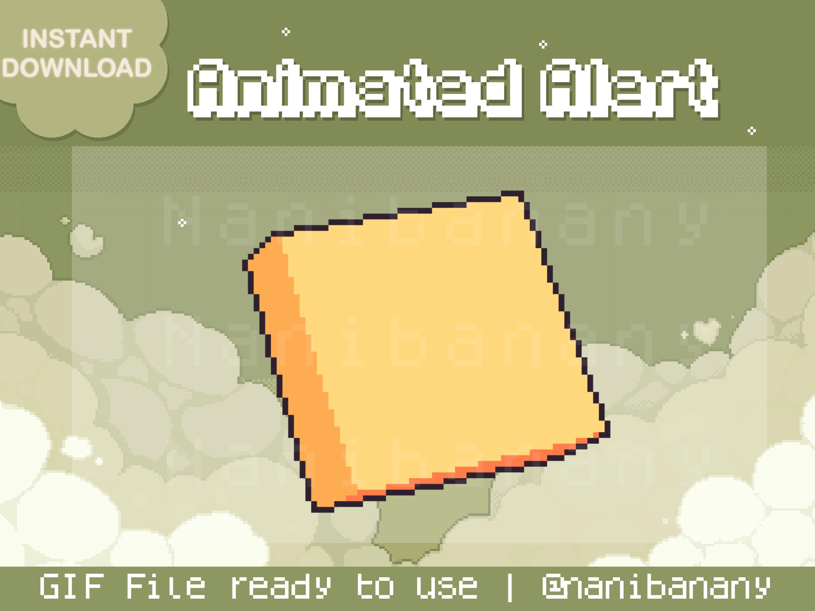 Pixel Animated Thank You Yellow Sticky Note Subscriber Alert / Overlay ...