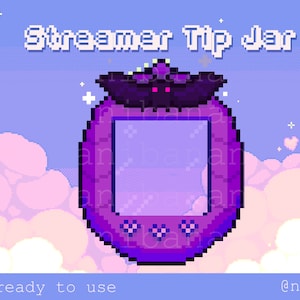 Purple Pixel Bat Gothic Tama Ghotchy Tip Jar Hype Bit Cupe for Twitch YouTube Streamers Ready To Use
