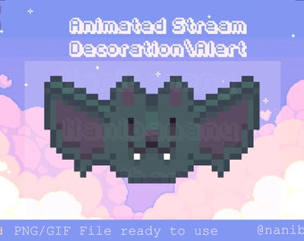 Cute Animated Bat Vamp with Purple Heart Alert Donation / Overlay / Decoration / Raid / Follower / Sub for Twitch Streamers Ready to use