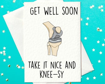 Get Well Soon - prendilo bello e ginocchio - Knee Replacement Card (A6)