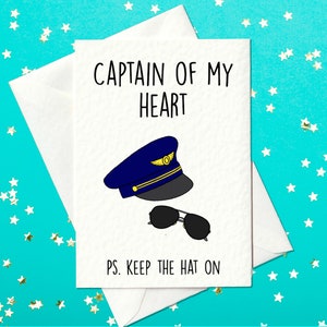 Capitán de mi corazón - Tarjeta divertida para un capitán/piloto - Tarjeta de cumpleaños - Tarjeta de aniversario - Capitán de aerolínea - Tarjeta de piloto (A6)