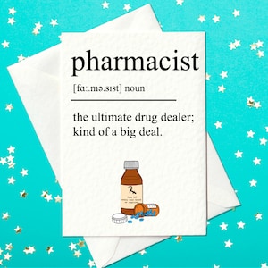 Farmacêutico - o maior traficante de drogas, um grande negócio. Cartão de aniversário engraçado para um farmacêutico - cartão de farmacêutico (A6)