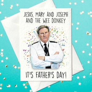 Gesù, Maria e Giuseppe e l'asino wee - Linea di servizio - Funny Father's Day Card