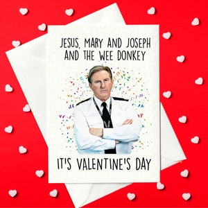 Jesus, Maria, Josef und der kleine Esel - es ist Valentinstag - Lustige Line-Of-Duty-Valentinstagskarte (A6)
