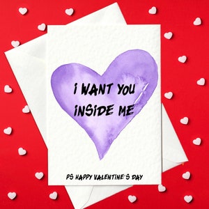 Ungezogene Valentinstagskarte für Erwachsene - Ich will dich in mir stecken - P.S. Fröhlichen Valentinstag (A6)
