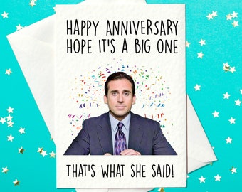 Feliz aniversario. Espero que sea un gran aniversario. - Michael Scott - Tarjeta de aniversario - The Office
