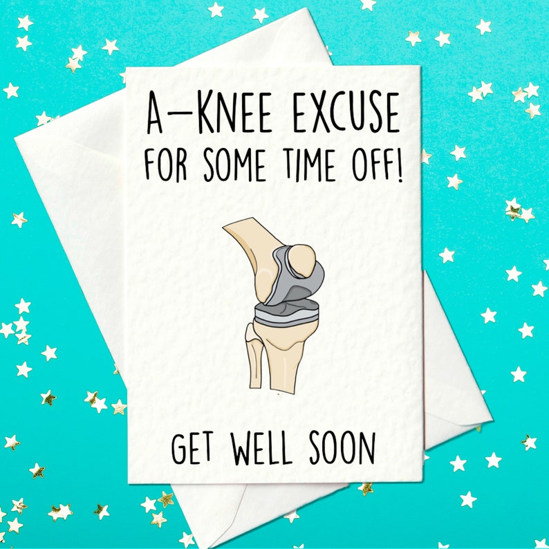 Funny Knee Surgery Get Well Soon Gift Design Print Greeting Card