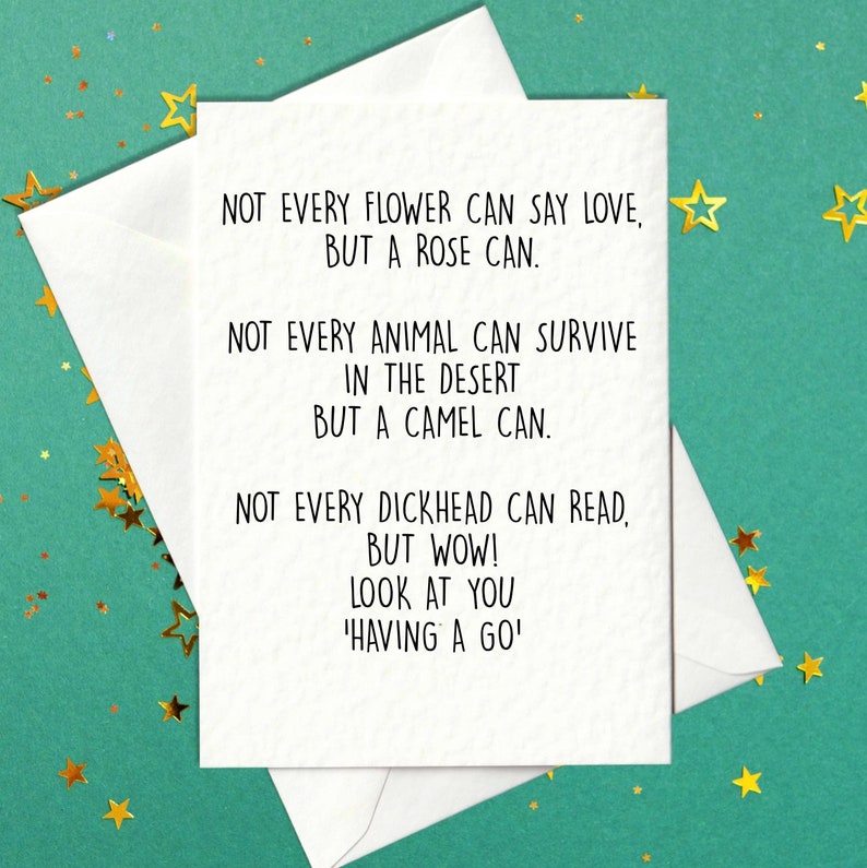 Not Every Flower.....funny Poem Card Etsy UK