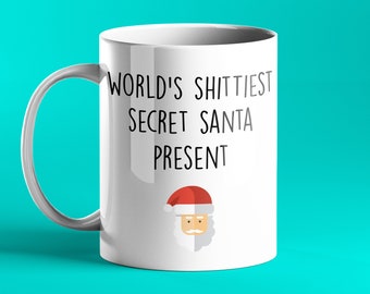 PERSONALISED CHRISTMAS MUG - World's shittest secret Santa present- secret santa gift for men