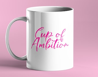 PERSONALISED MUG - Cup of Ambition Mug | Dolly Parton Ceramic Pink Mug | Birthday Present | 9 to 5 Mug | Uplifting mug | Fun Mug