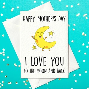 Feliz Día de la Madre - Te amo hasta la luna y más allá - Tarjeta del Día de la Madre