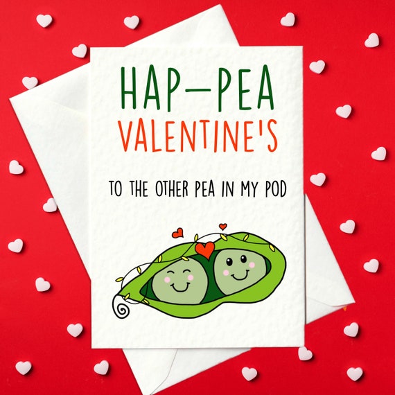 Hap-pea Valentine's To The Other Pea In My Pod - Cute Valentine's Day Card (A6)
