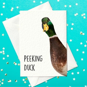 Canard furtif - carte drôle - cartes d'anniversaire - carte de fête des mères - carte de fête des pères (A6)