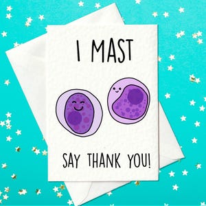 Cartão de agradecimento de hematologia - Eu Mast Say Thank you - Cartão de agradecimento para hematologista / cartão de hematologia (A6)