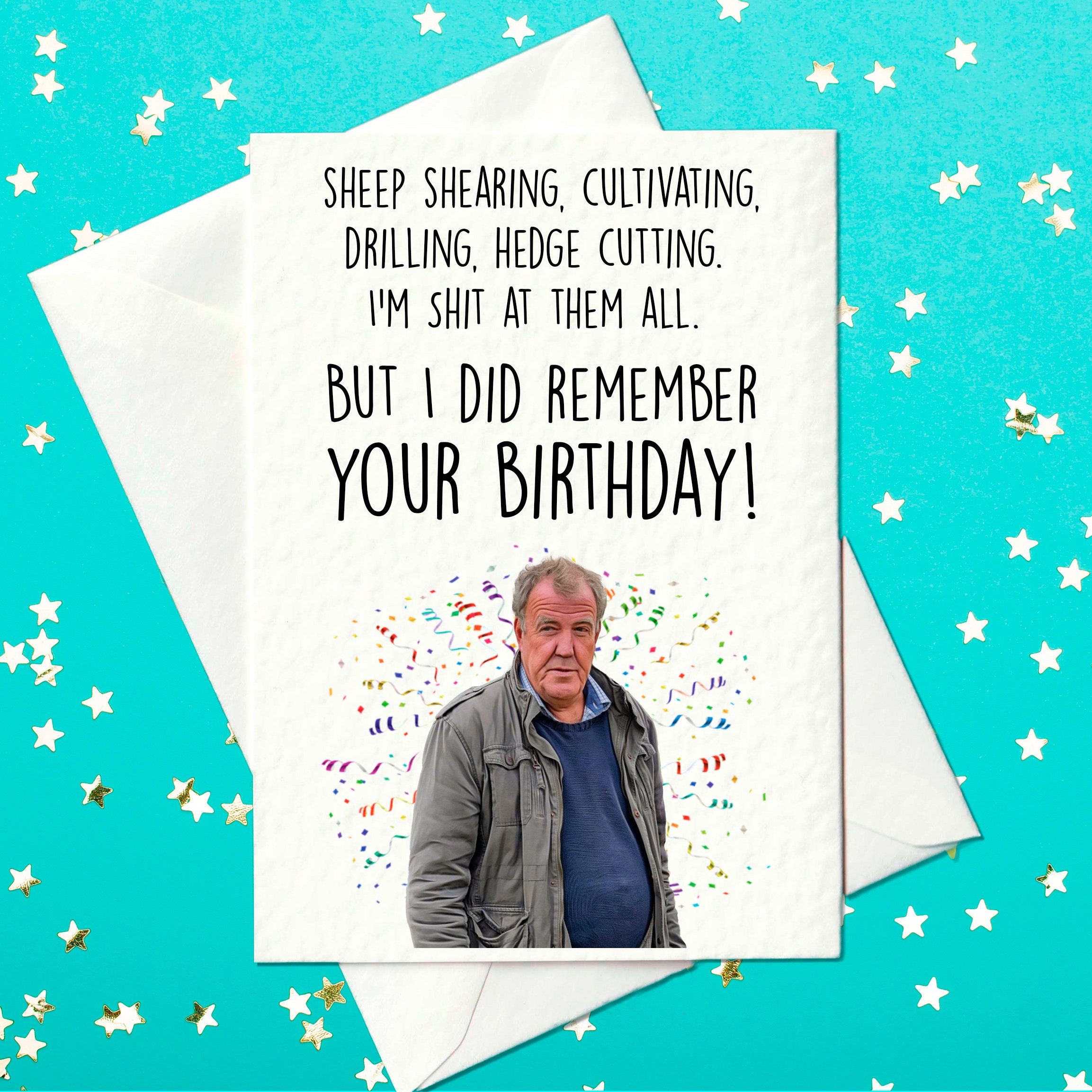 Sheep shearing, cultivating, drilling, hedge cutting.  I’m shit at all of them.  But I did remember your birthday! Clarkson's Farm (A6)