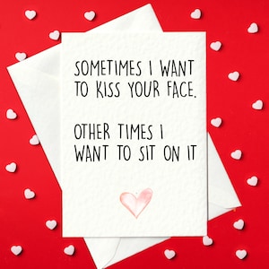 Funny Valentine's / Birthday Card – Sometimes I want to kiss your face. Other times I want to sit on it (A6)