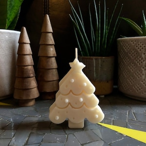 Weihnachtsbaumkerze flach, Tannenbaum, Rapswachskerze