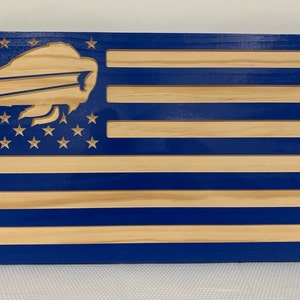 Buffalo Bills Wood American Flag Sign