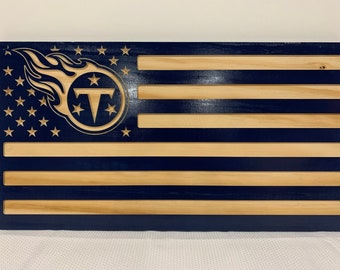Tennessee Titans Wood American Flag