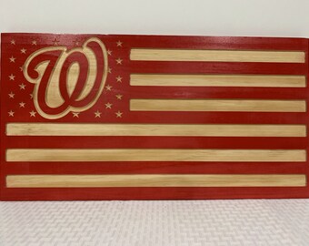 Washington Nationals Wood American Flag Sign