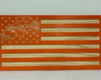 Buffalo Bandits Lacrosse Wood American Flag Sign