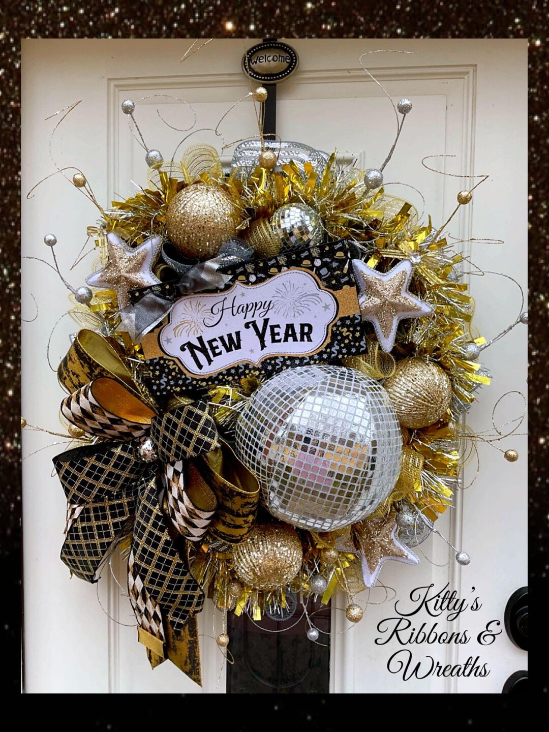 New Year Wreath, New Year Party Wreath, New Year Party Decor, Festive ...