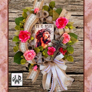 He Is Risen Easter Wreath: Handmade Religious Spring Decor